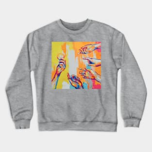 Hands - oil painting. The picture depicts a metaphor for teamwork. Crewneck Sweatshirt